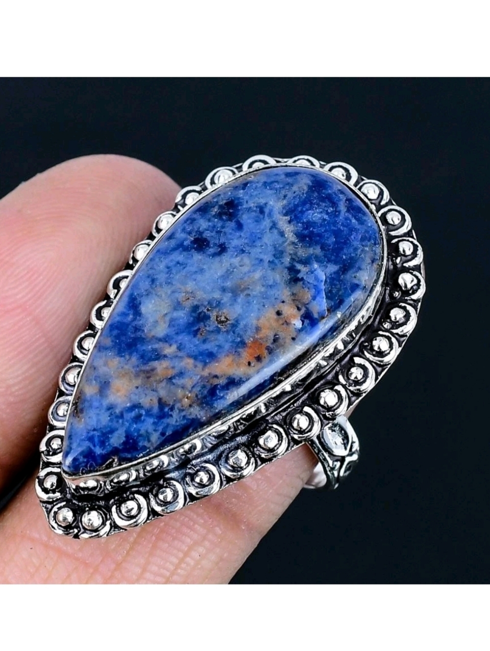 Sodalite Gemstone 925 Sterling Silver Handmade Ring